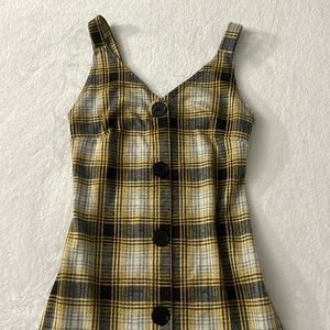 plaid black and yellow dress.